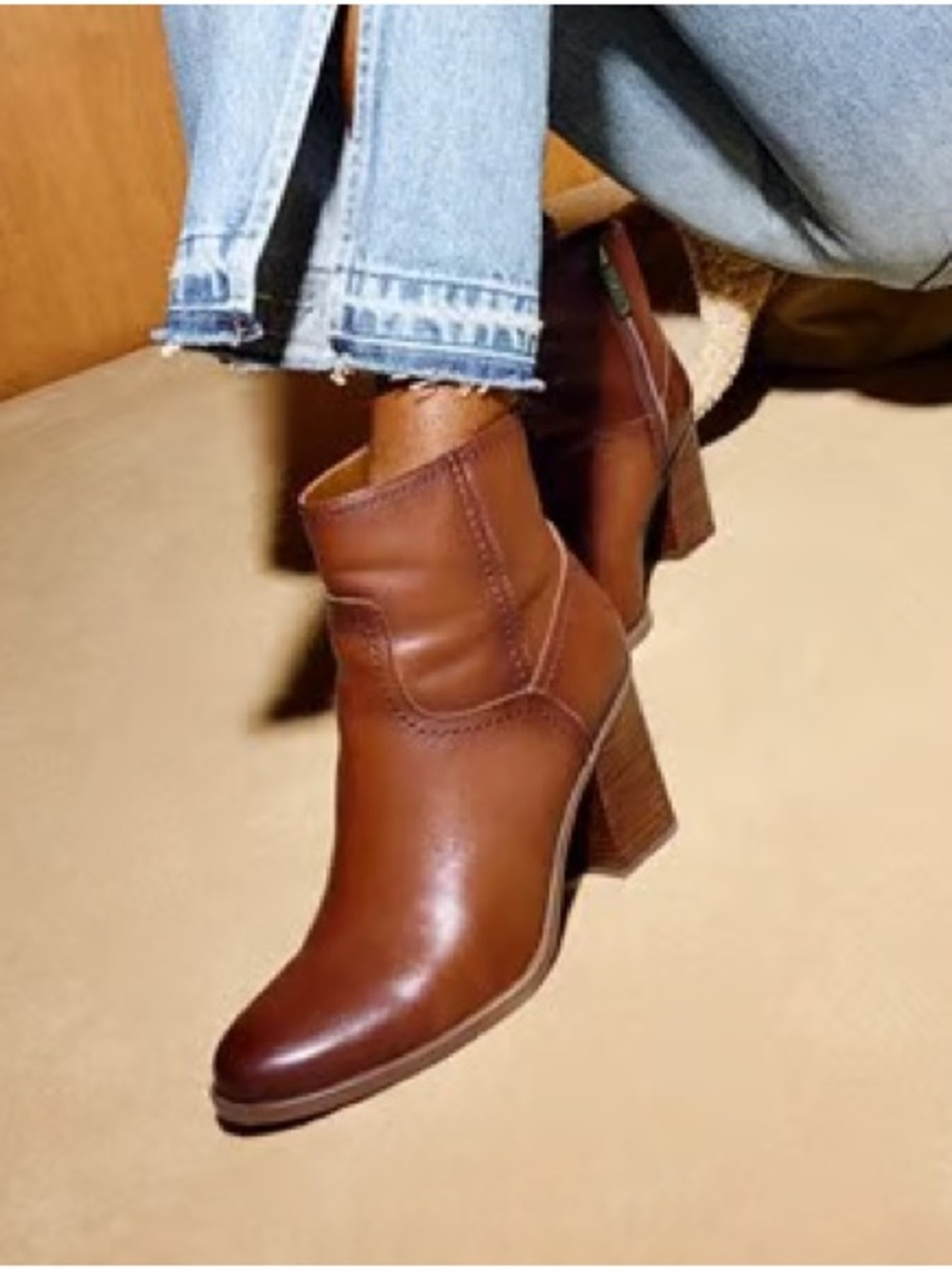 Naturalizer Brown Karina Leather Block Heel Booties Size 8